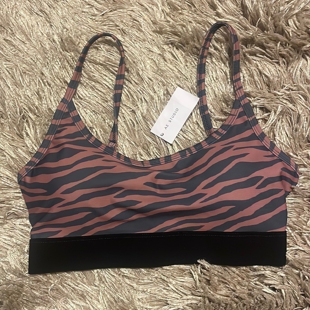 Nwt American Eagle Zebra Stripe Workout Sports Bra Size XS